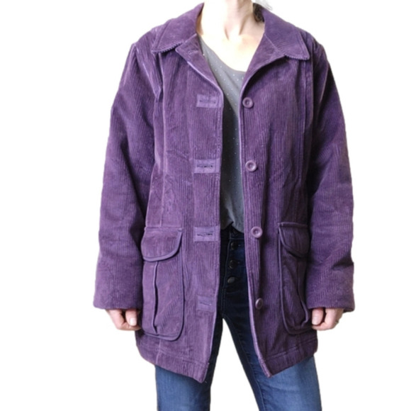 𝅺Size M L.L.Bean Corduroy Jacket Eggplant color Lightly Insulated - Picture 2 of 15